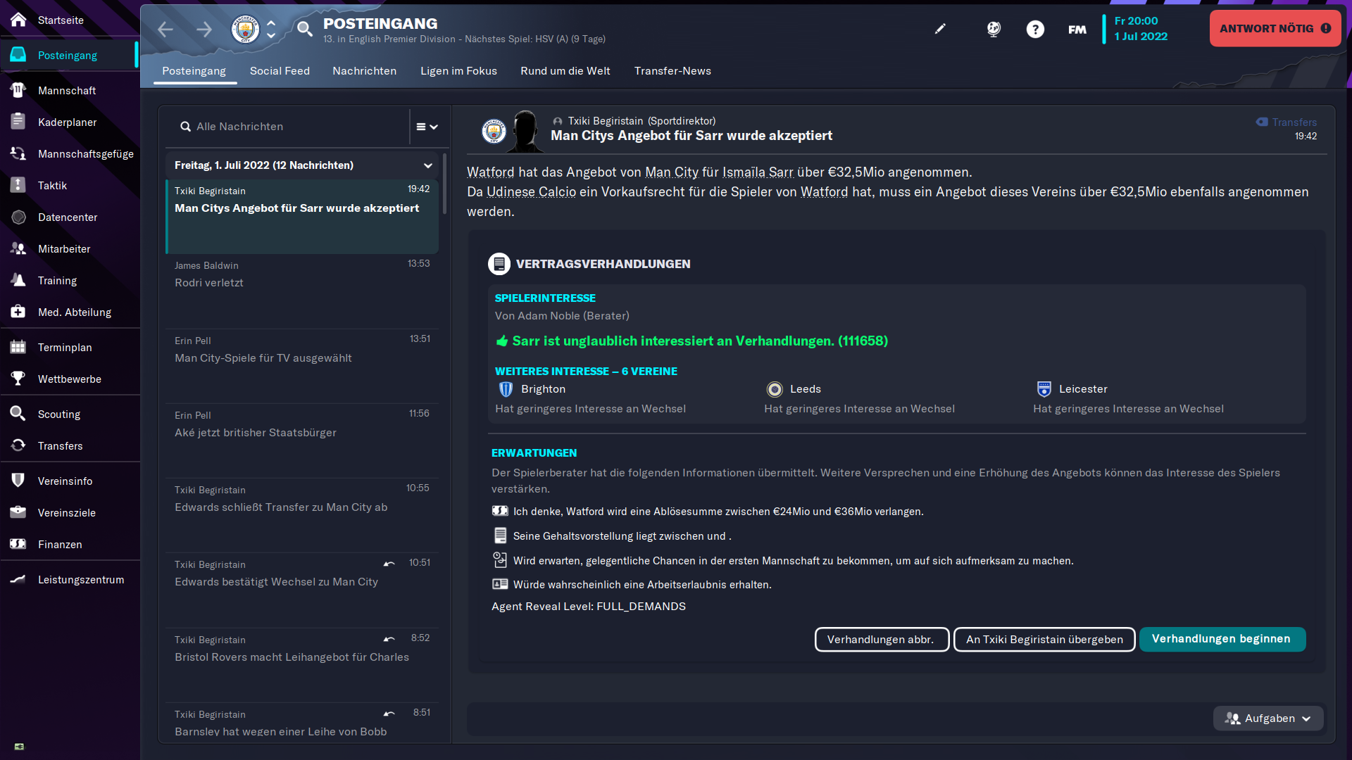 Neuerungen bei Transfers und Verträgen Football Manager 2025